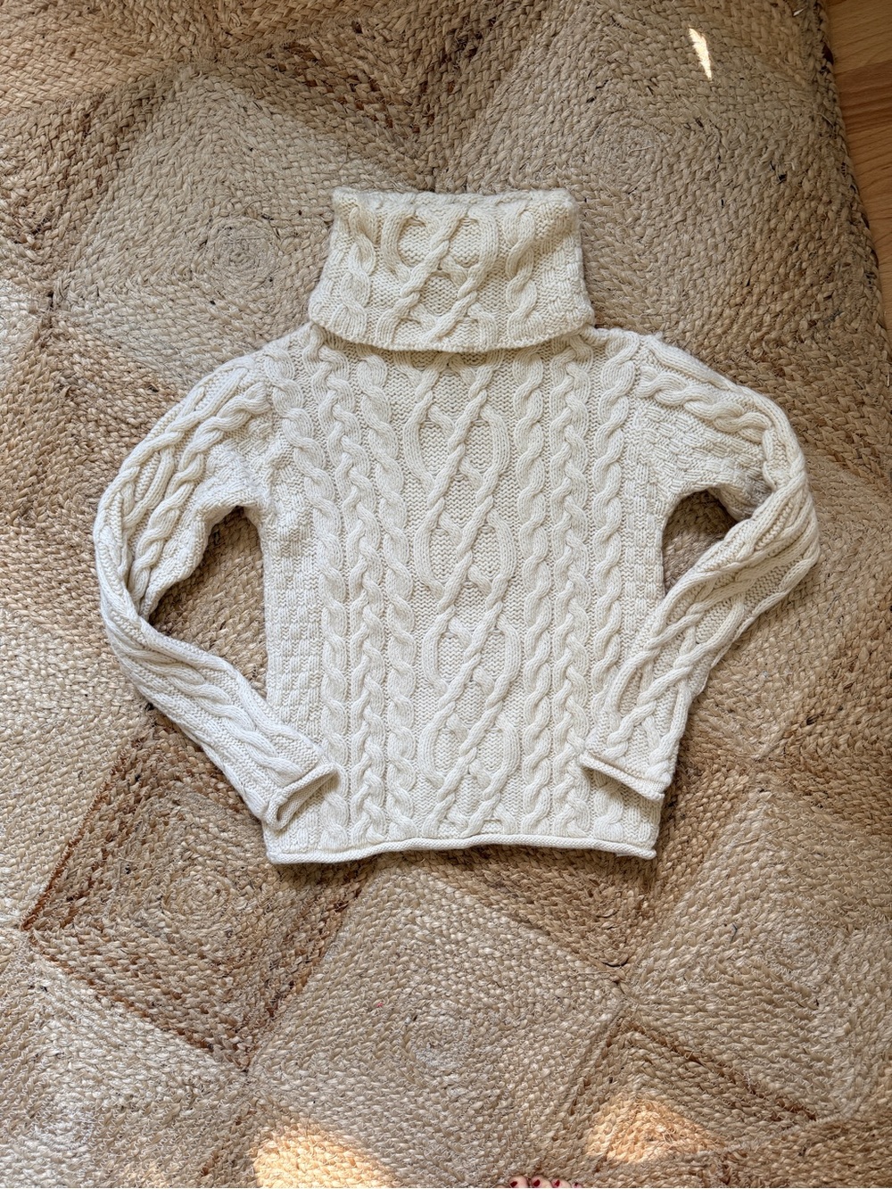 Irish merino wool cable-knit sweater